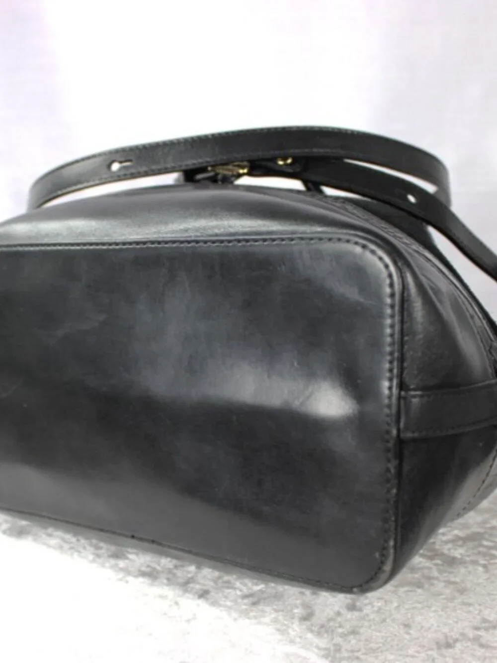 Brahmin Black Leather Bucket Bag Croc Embossed Suede Convertible Crossbody